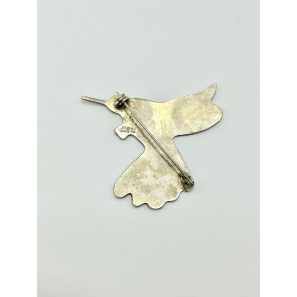 Vintage Alpaca Silver Mexico Hummingbird Bird Pin Brooch w Abalone Shell Inlay - Picture 5 of 13